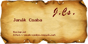 Janák Csaba névjegykártya